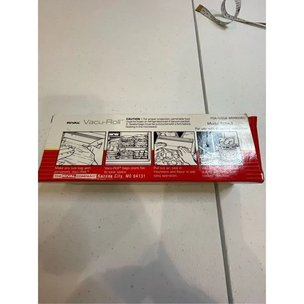 Rival Vacu-Roll model 50668 two 8 inch x 10 feet rolls. 2 miles thick